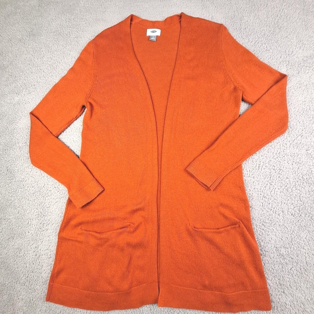 Old Navy Long Line Open‎ Front Cardigan Womens Medium Orange Boho